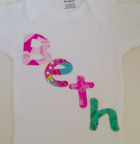 Custom Name Iron on Applique Up to 6 Letters You Choose Colors