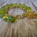 Gold Large Link-Beaded Green Glass Bracelet