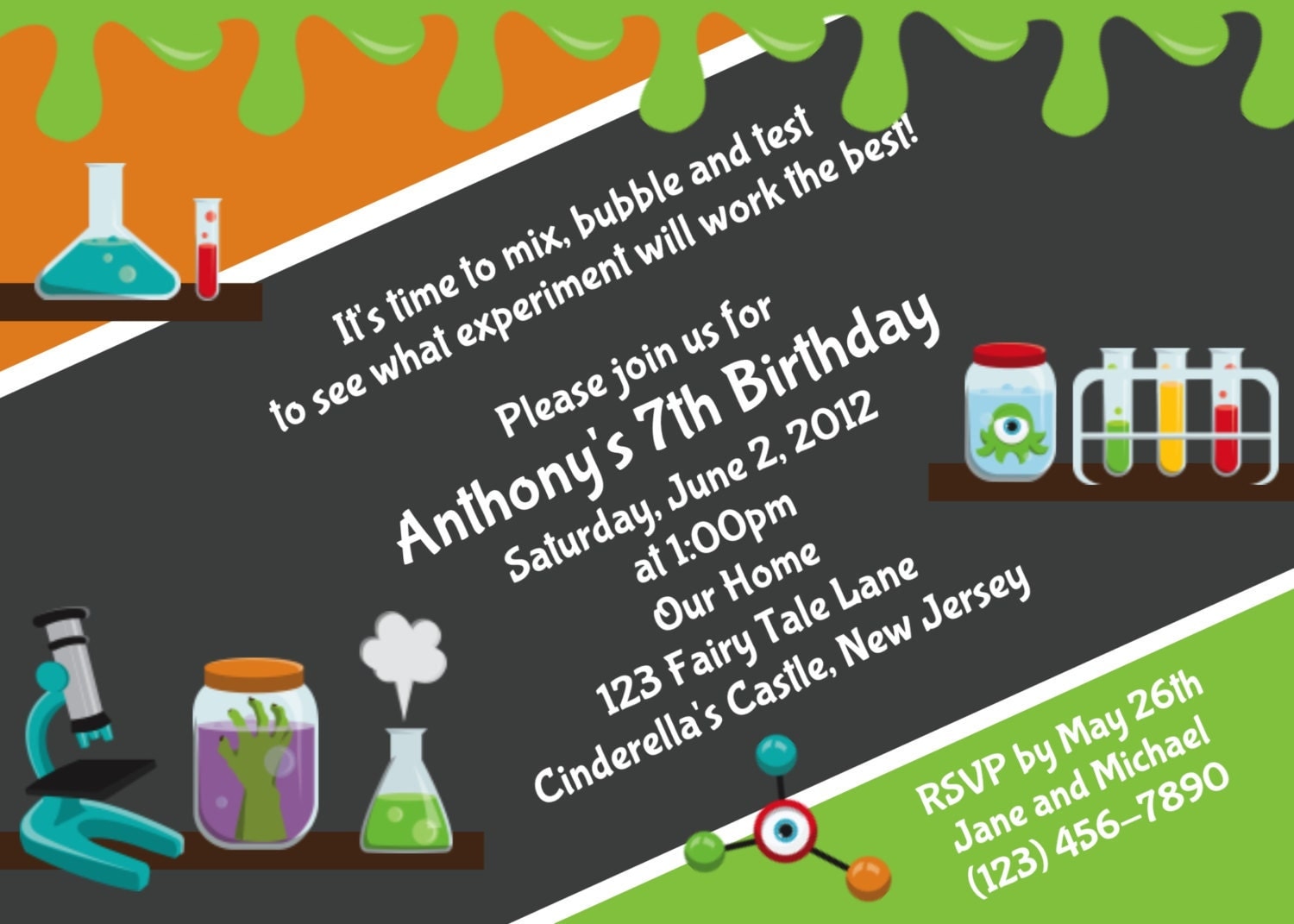 Science Experiment Invitation Personalized Custom Laboratory