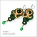 Soutache Earrings with Swarovski Crystal. Green.