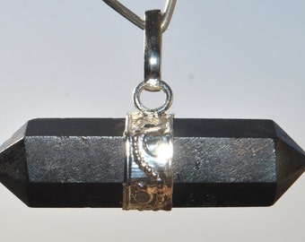 Black tourmaline double terminated pendant 5281