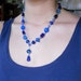 Cobalt Blue Beaded Y Necklace Sapphire Royal Fashion Jewelry Lampwork Beads Silver Toggle Clasp