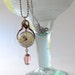 Clock Pendant - Victorian - Soft Pink Bead & Love Letter Accents