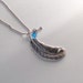 Silver Feather Pendant Long Fashion Necklace Aqua Bead Silver Key Bohemian Boho