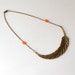 Feather Necklace Antique Bronze Autumn Teens Fashion Orange Beads Fashion Jewelry Peach Brass Gold Choker Collar Large Metal