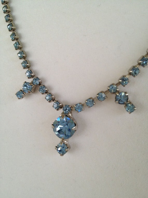 Vintage 1960's Blue Glass Rhinestone Collar by mccoyblingandthings