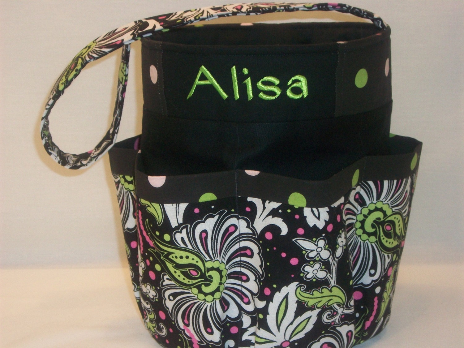 Monogrammed Bingo Bag Tote/ Craft Bag in Summer Blossoms
