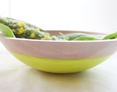 Wooden Bowl 12", Neon Yellow, Picnic, Kitchen Decor, Fruit Bowl, Spring Decor