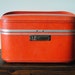 Orange Train Case - Mid Century Modern Travel Tangerine Luggage Suitcase Home Decor Collectable Jewelry Box Makeup Case Summer Vacation