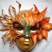 Sun Raises the Flower Leather Masquerade Festival Sunflower Mask -- Reserved Listing--