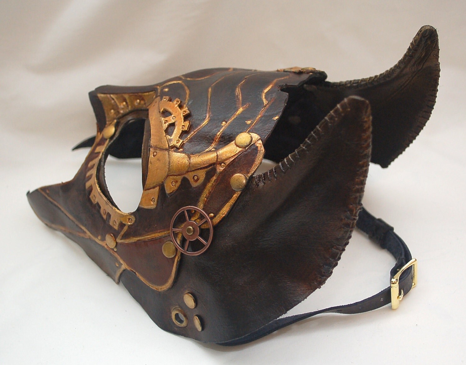 Steampunk Batman Leather Gothic Bat Cosplay Dominatrix Helmet