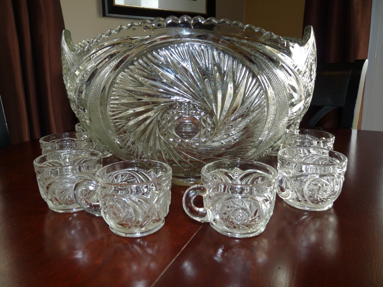 Vintage Collectible Antique Punch Bowl 9 Piece by VintageAdorn