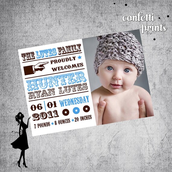 Photo Birth Announcement - VINTAGE POSTER Printable Il_570xn