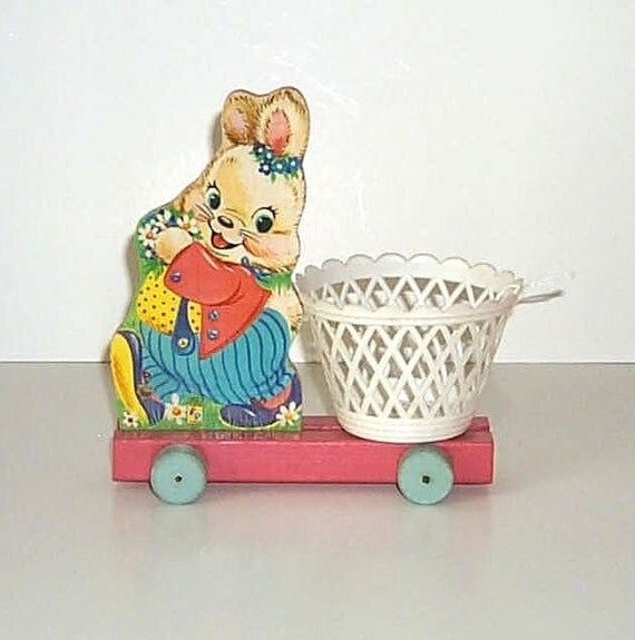 Vintage Fisher Price 303 Bunny Basket Easter Toy from