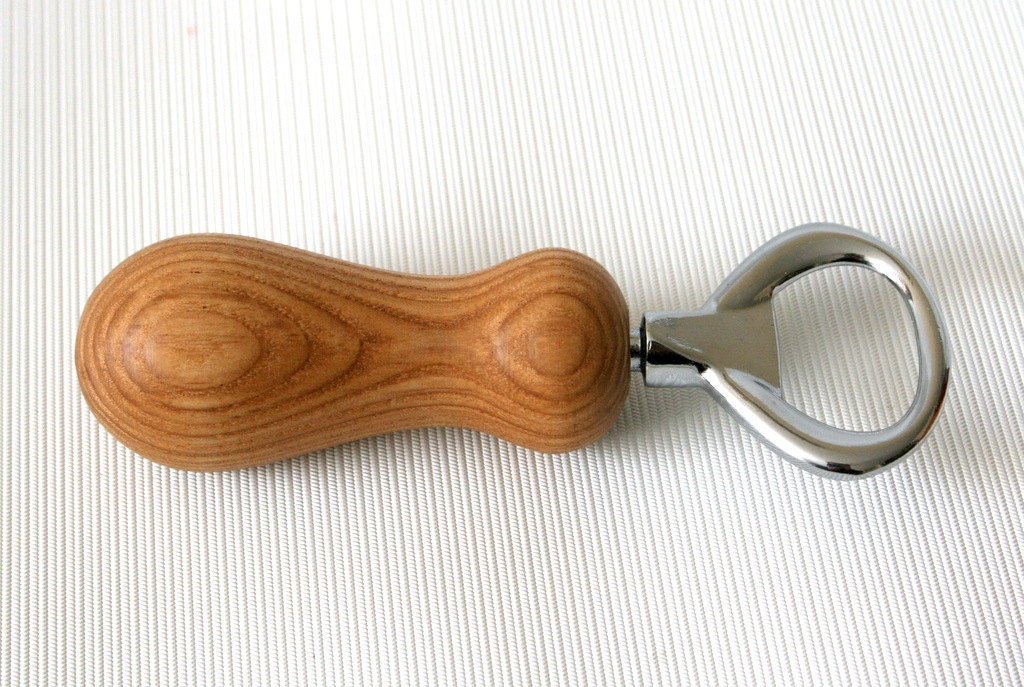 Bottle Opener with Hand Turned Wooden Handle