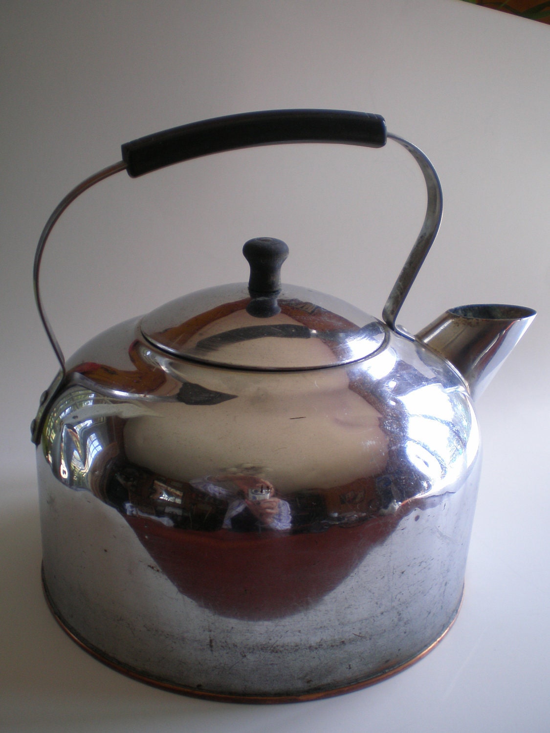 Large Revere Ware Tea Kettle 1801 Solid Copper Chrome Plated
