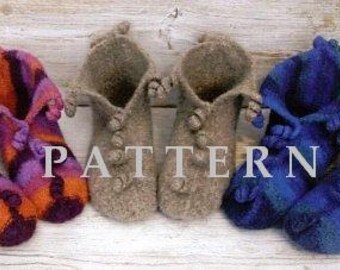 Pattern - Felted Knit Slippers with Spiral Decorations