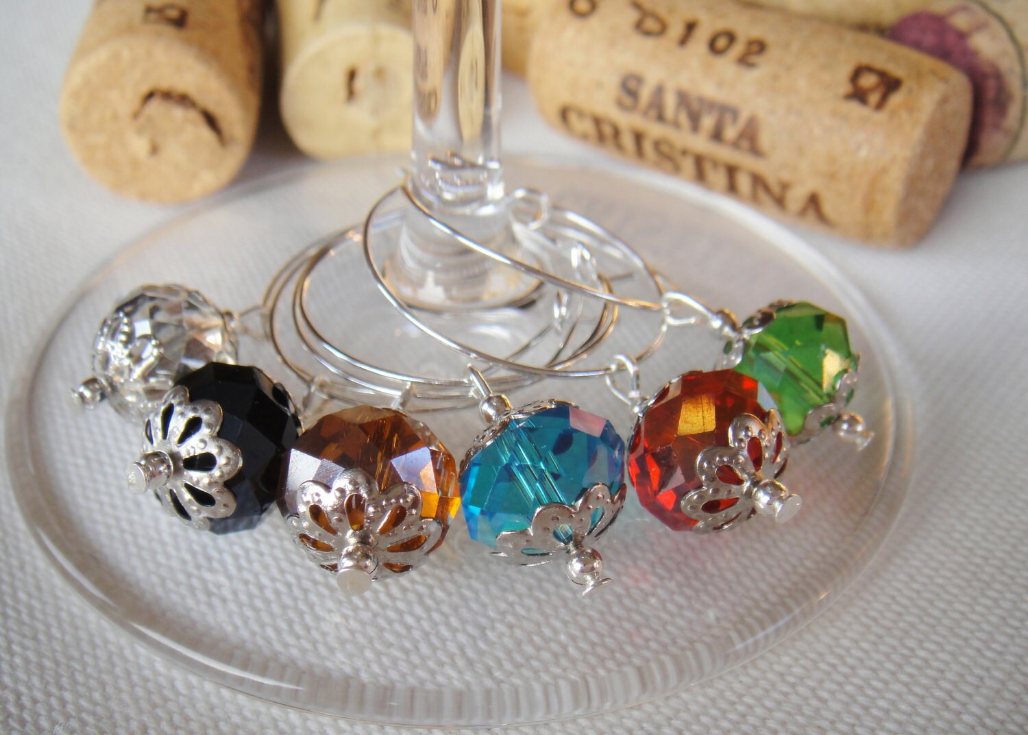 Swarovski Crystal Wine Charms Set of 6