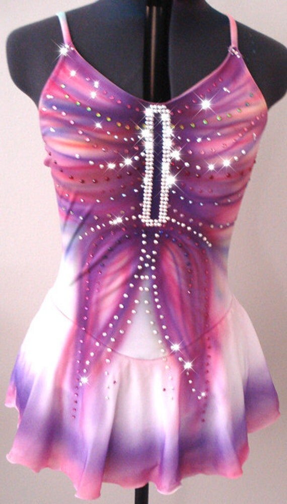 Airbrushed Butterfly Custom Figure Skating Dress Baton