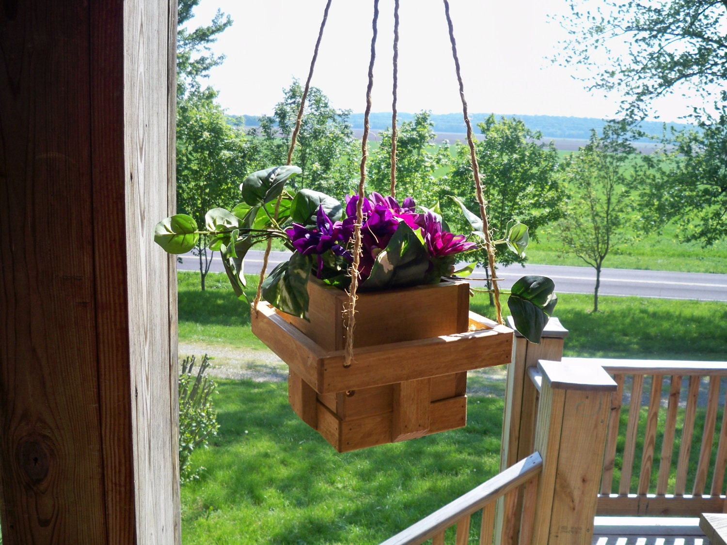 Wood Hanging Flower Pot Planter Flower Pot Hanger Wood