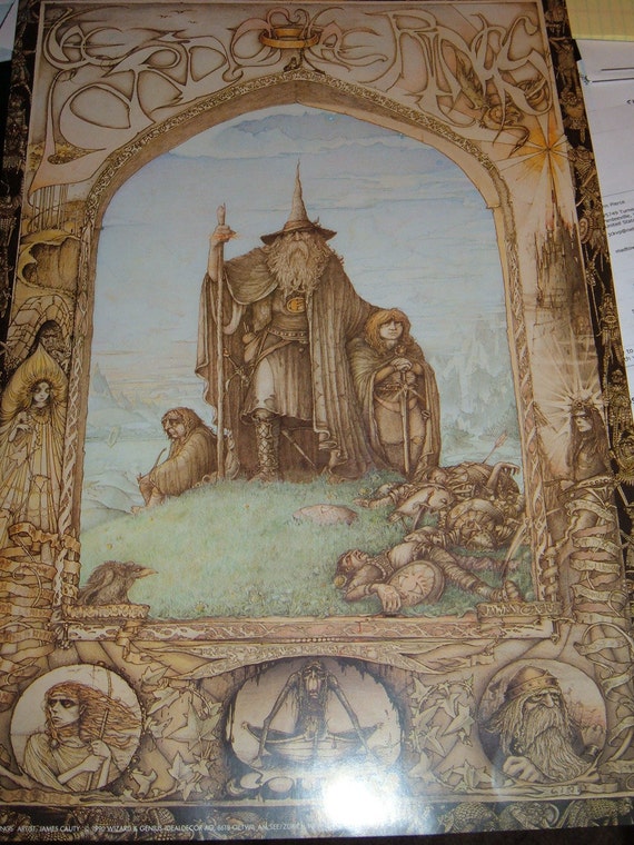 Items similar to Lord of the Rings Art poster by James Cauty 27" x 39