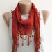 Summer scarf- orange cotton lace scarf