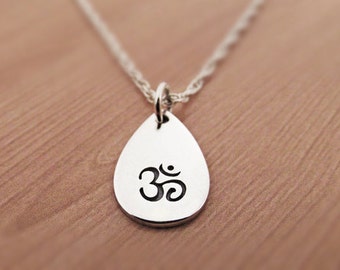 Om Necklace, Ohm Necklace, Sterling Silver Necklace, Yoga Necklace, Om chain