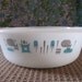 Royal China, Blue Heaven Atomic Pattern Round Casserole, 50s, Fire King