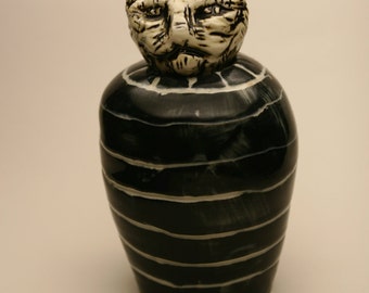 Black and White Cat Urn