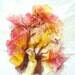 APHAEA. Hand Painted square Silk Scarf. Hand dyed Pink, Yellow Shawl Wrap. Sunset Tree. 35,4 x 35,4 in. (90x90cm). Ready to Ship.