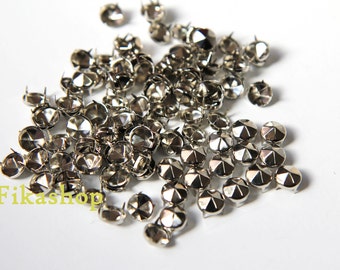 30% Off Clearance SALE: 8mm 50pcs Silver conical hexagon studs / HIGH Quality - Fikashop