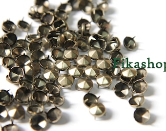 35% Off Clearance SALE: 4mm 100pcs Brass conical hexagon studs / HIGH Quality - Fikashop
