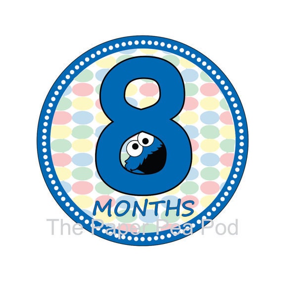 Monthly Peek-a-boo Cookie Monster Tummy Tags - DIY (Printable Stickers) Stickers/Iron-on Transfers - Perfect for Monthly Photos Il_570xn