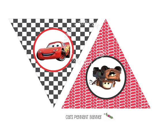 INSTANT DOWNLOAD Printable CARS Themed Happy Birthday Banner