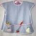 Childs Blue and White Gingham Art Smock / Apron with Pockets and Applique Fruit