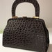 RESERVED TANYA Vintage Faux Crocodile Clutch Gold Crest