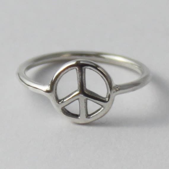 Peace Sign Ring - Fun sterling silver ring