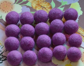20pcs Dark Orchid Wool Felt Balls (1cm, 1.5cm, or 2cm)