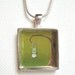 Possum Pendant - cute green art necklace, silver plated