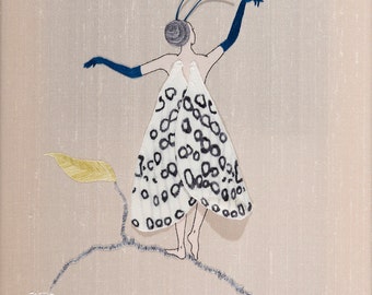 Hand embroidery pattern. Butterfly Girl. Hand Embroidered. Stumpwork instructions & pattern. Embroidery.