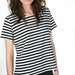 vtg 80s SURF black & white striped slouchy t shirt top