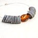 Gold Amber Necklace - Natural Baltic Amber, Sterling Silver Gray Shell Dark Honey Amber Organic