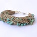 Linen Bracelet with Turquoise Eco Style Blue Teal Bracelet, Christmas Fashion, Fiber Multistrand Beadwork