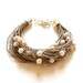 Pearl Linen Bracelet - Natural White Pearl Bracelet - Pearl Wedding Jewelry, Bridal Gift, Eco Wedding