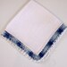 Linen Crochet Handkerchief Vintage Hankie with Crochet Edge Blue and White State Sale - NEW
