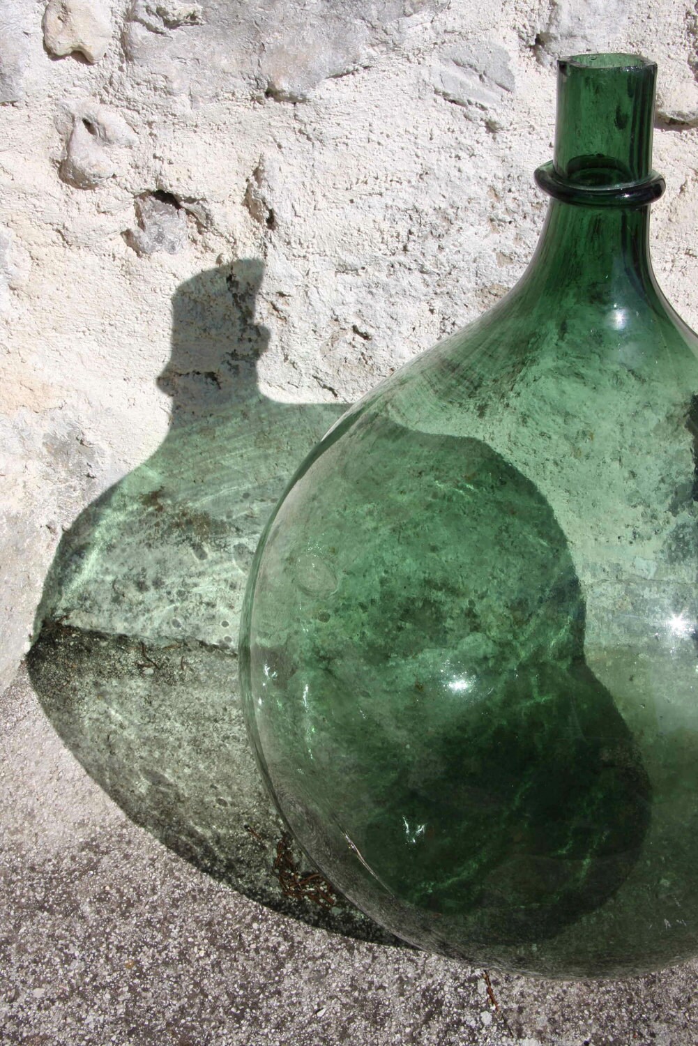 RESERVED Large vintage Italian glass wine bottle