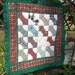 Quilt Table Runner, Wall Hanging, Country Cottage Bow Ties, multi colored, Square, Ruffles