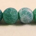 Green Agate Gemstone 8mm Round Green-Blue Cracked Fire Agate Matte Gemstone Beads on a 7 1/4 Inch Strand with 24 Beads