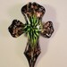 Dichroic Glass Cross Lampwork Pendant in Black, Green, and Gold 1 Piece 66x40mm