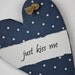 Decorative Wood Gift Tag Navy and White Stars Love Heart Hanging Decor Just Kiss Me
